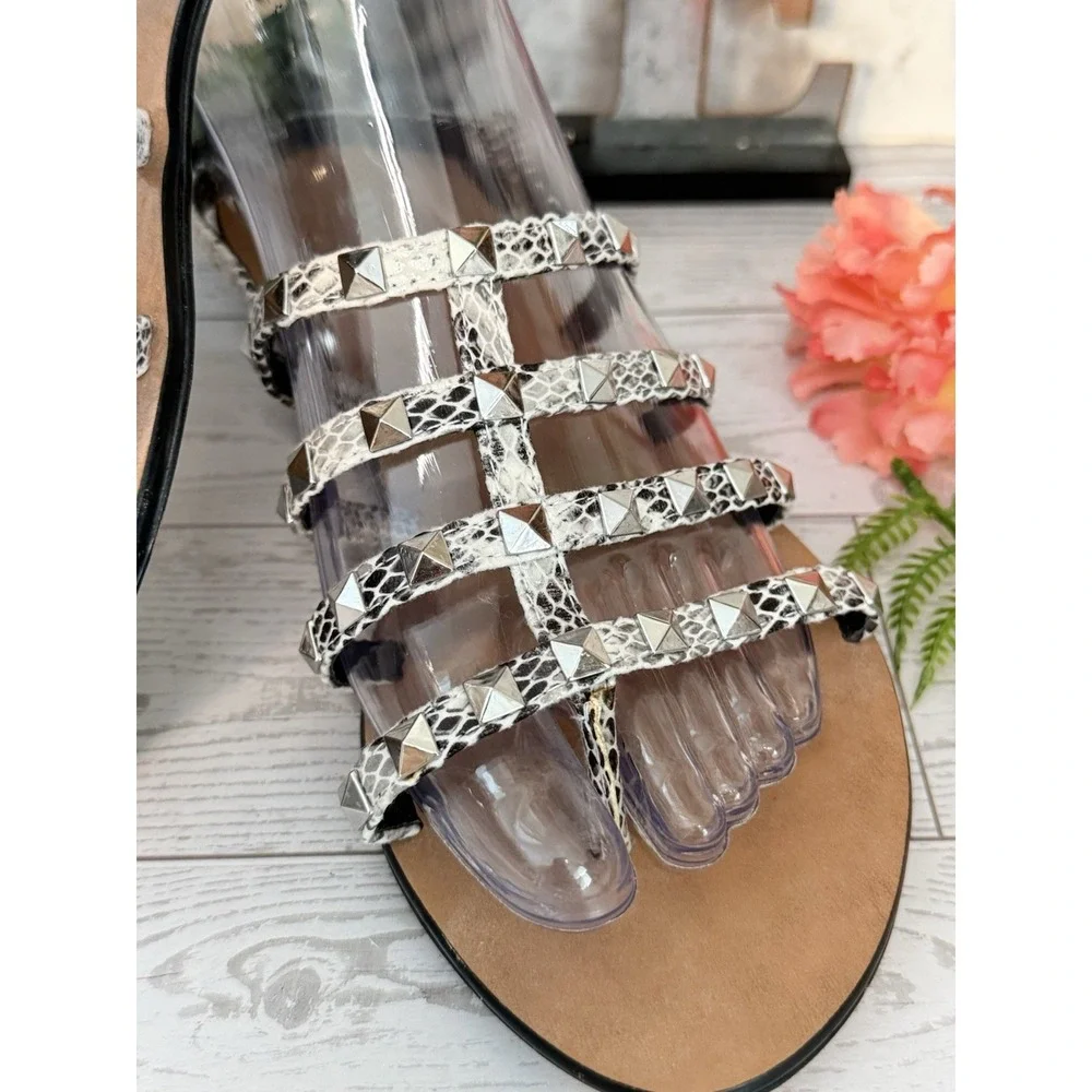 Gray Dune London Reptile Print Gladiator Sandals Katrine‎ Studded 36 US 5/5.5